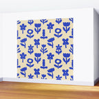 Abstract blue flower collage art pattern Wall Mural Gallery Image 2