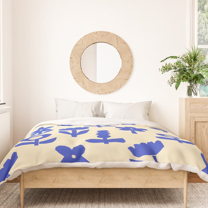 Abstract blue flower collage art pattern Duvet Cover Gallery Image 3