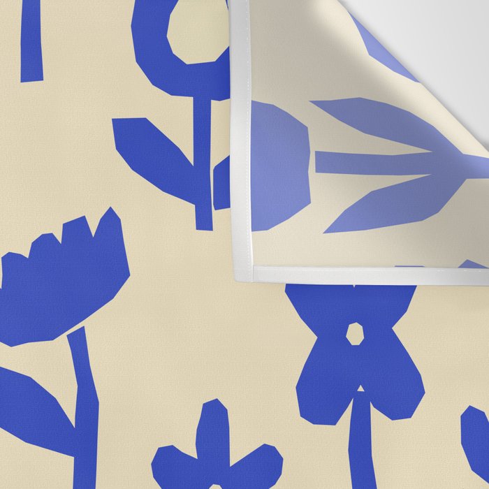 Abstract blue flower collage art pattern Wall Tapestry Gallery Image 3