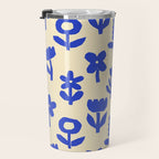Abstract blue flower collage art pattern Travel Mug Gallery Image 3