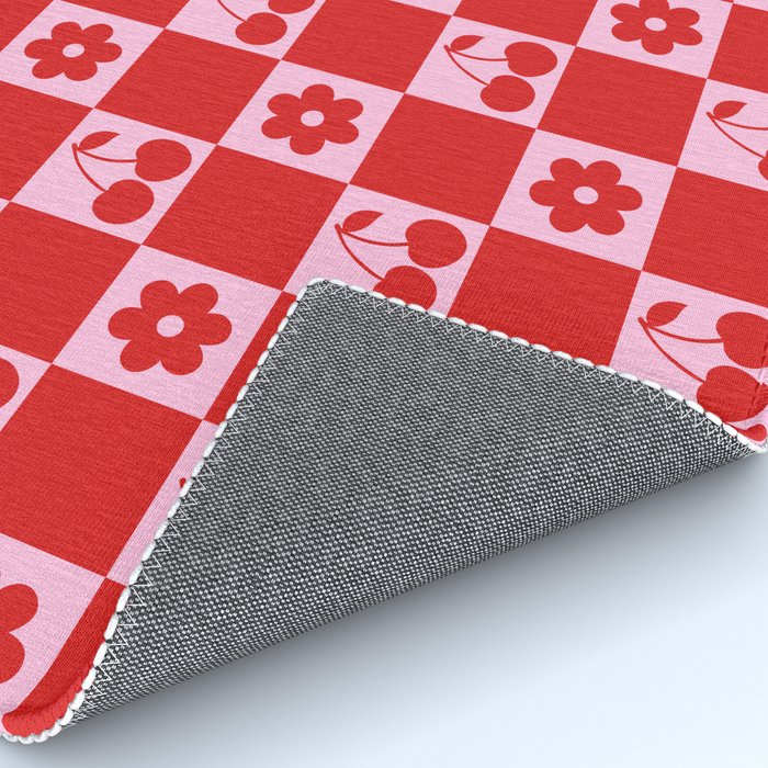 Cherry Flowers Pink & Red Checker Rug Gallery Image 4