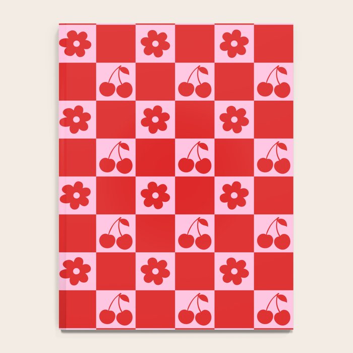 Cherry Flowers Pink & Red Checker Notebook Gallery Image 4