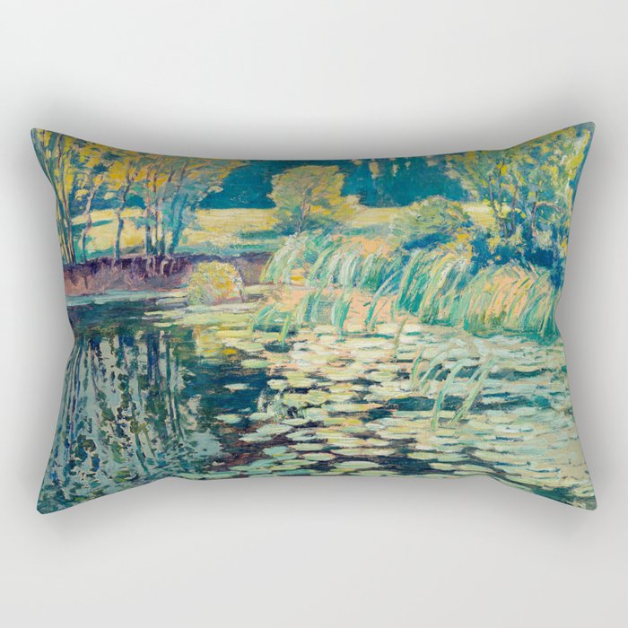 VaÌclav RadimskyÌ Landscape with lily pond Oil Painting  Rectangular Pillow Gallery Image 1