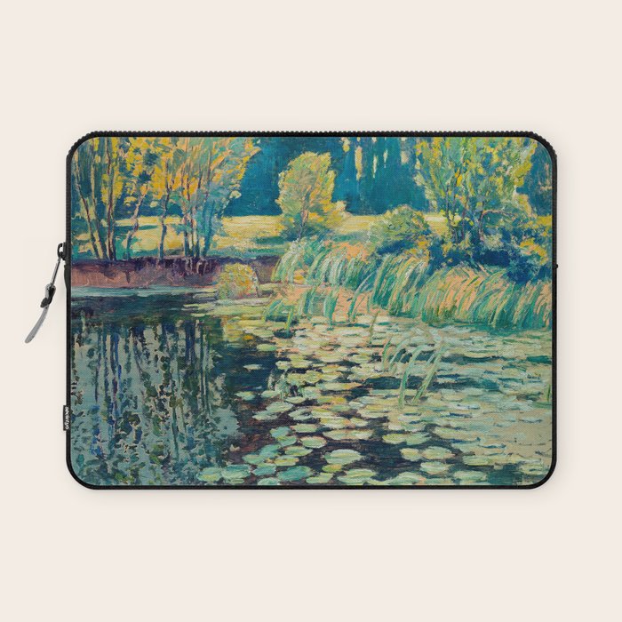 VaÌclav RadimskyÌ Landscape with lily pond Oil Painting  Laptop Sleeve Gallery Image 1