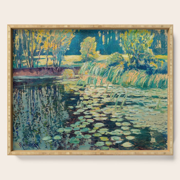 VaÌclav RadimskyÌ Landscape with lily pond Oil Painting  Serving Tray Gallery Image 1