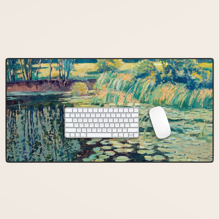 VaÌclav RadimskyÌ Landscape with lily pond Oil Painting  Desk Mat Gallery Image 1