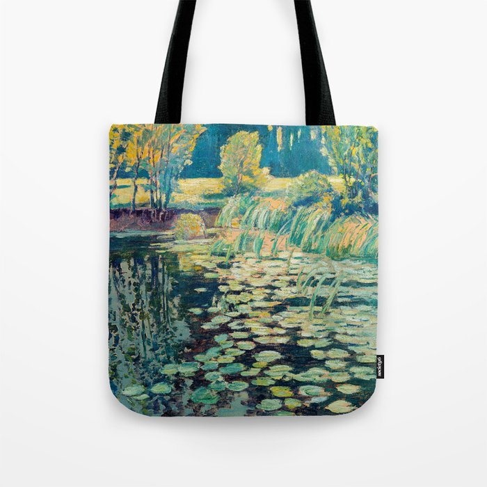 VaÌclav RadimskyÌ Landscape with lily pond Oil Painting  Tote Bag Gallery Image 1