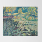 VaÌclav RadimskyÌ Landscape with lily pond Oil Painting  Throw Blanket Gallery Image 2