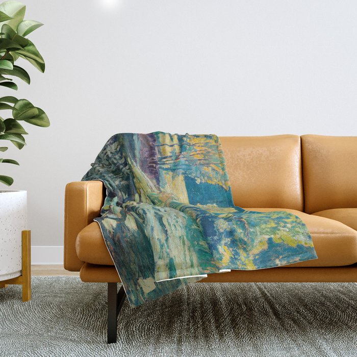 VaÌclav RadimskyÌ Landscape with lily pond Oil Painting  Throw Blanket Gallery Image 1
