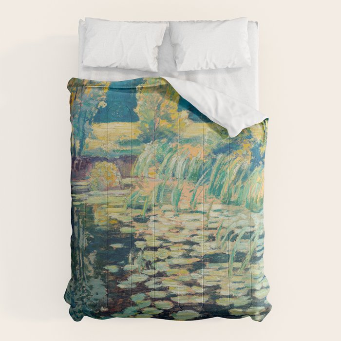 VaÌclav RadimskyÌ Landscape with lily pond Oil Painting  Comforter Gallery Image 6