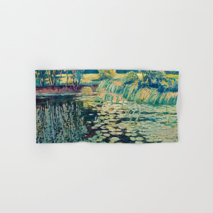 VaÌclav RadimskyÌ Landscape with lily pond Oil Painting  Bath Towel Gallery Image 1