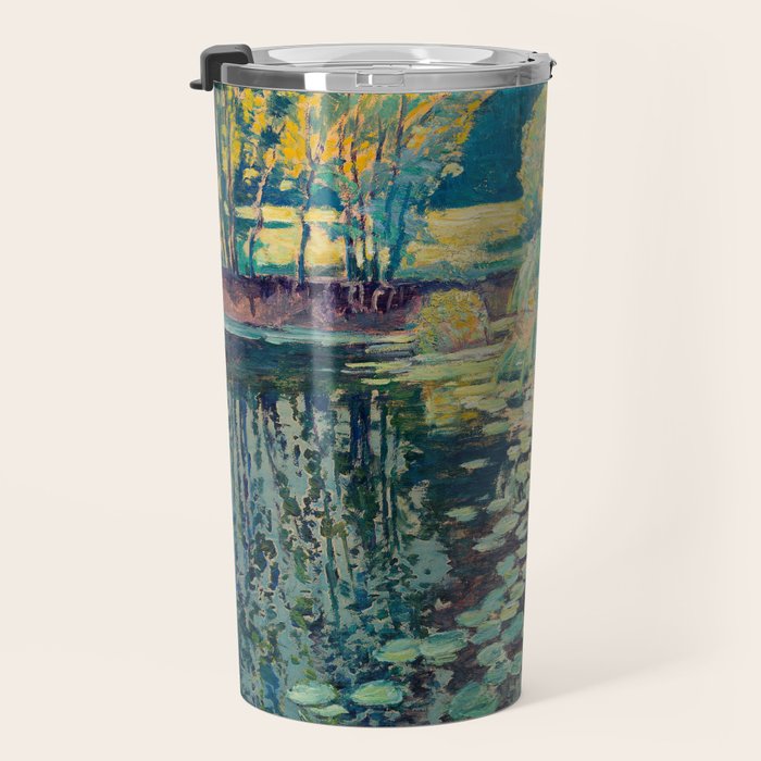 VaÌclav RadimskyÌ Landscape with lily pond Oil Painting  Travel Mug Gallery Image 3