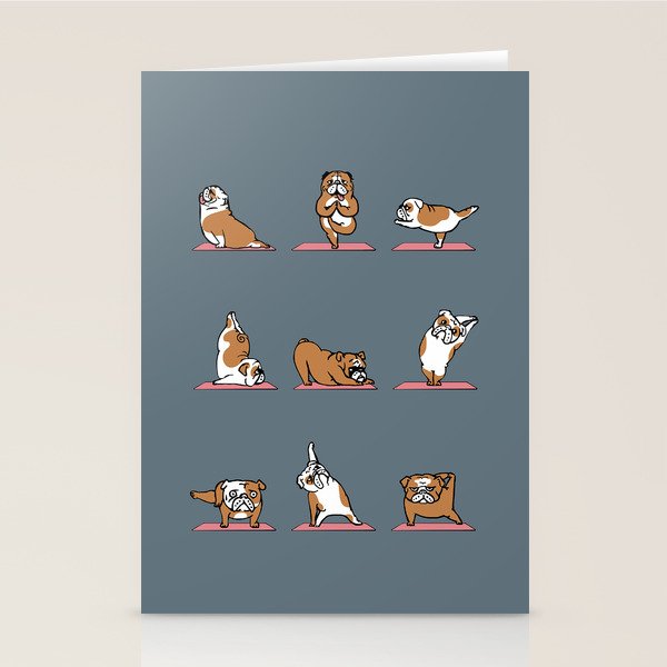 English Bulldog Yoga Stationery Card Gallery Image 2