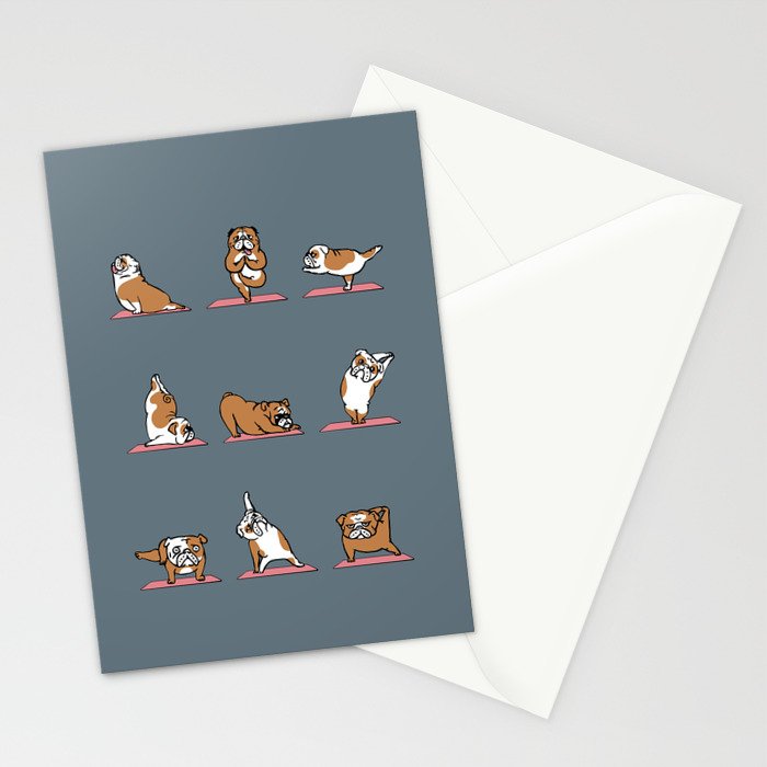English Bulldog Yoga Stationery Card Gallery Image 2