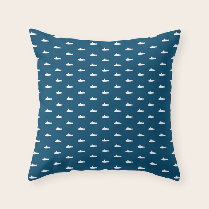 Tiny Submarines - Navy Blue Throw Pillow Gallery Image 1