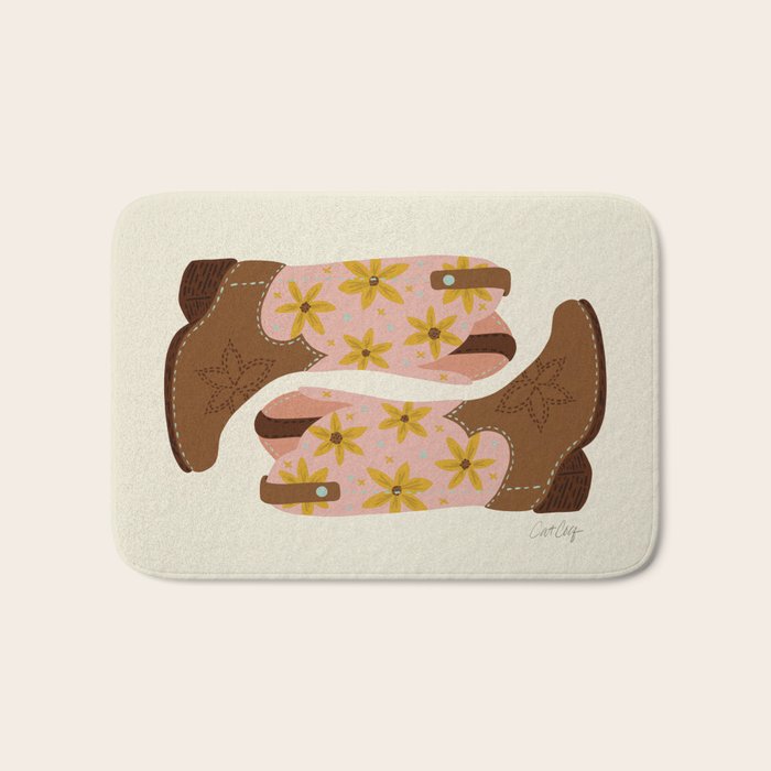 Cowgirl Boots â Blush & Mint Bath Mat Gallery Image 1