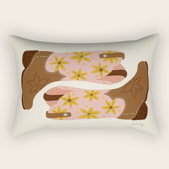 Cowgirl Boots â Blush & Mint Rectangular Pillow Gallery Image 1