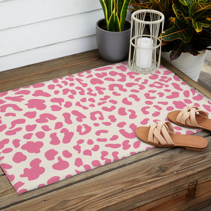 Pink Leopard Print Outdoor Rug Gallery Image 2