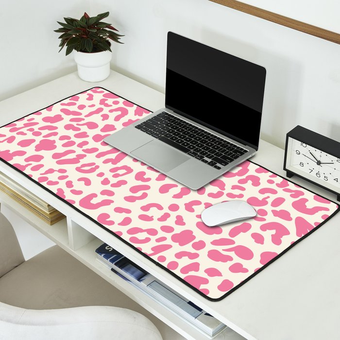 Pink Leopard Print Desk Mat Gallery Image 2