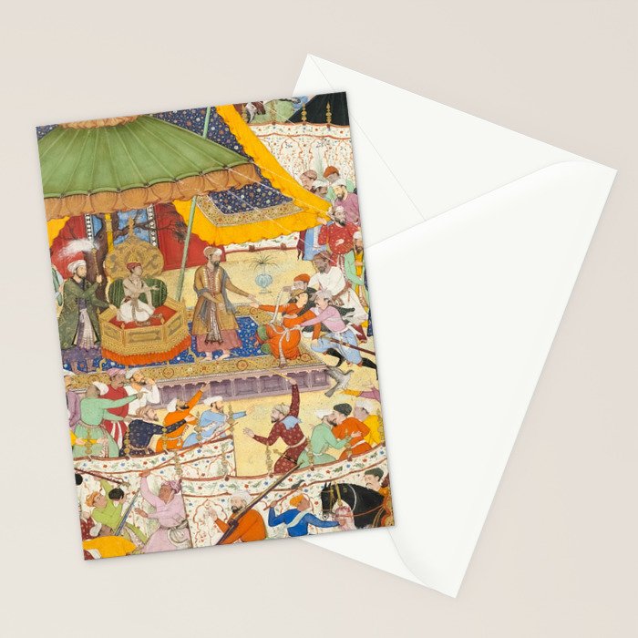 Artist Basawan (Designer) Title The Young Emperor Akbar Arrests the Insolent Shah Abuâl-Maali Indian Miniature Painting Stationery Card Gallery Image 2