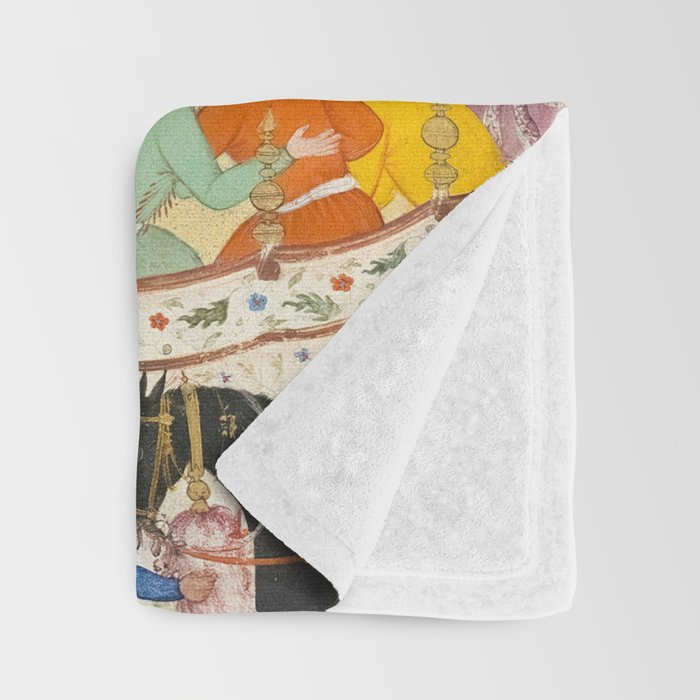 Artist Basawan (Designer) Title The Young Emperor Akbar Arrests the Insolent Shah Abuâl-Maali Indian Miniature Painting Throw Blanket Gallery Image 3