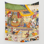 Artist Basawan (Designer) Title The Young Emperor Akbar Arrests the Insolent Shah Abuâl-Maali Indian Miniature Painting Wall Tapestry Gallery Image 4