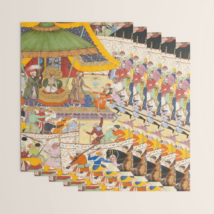 Artist Basawan (Designer) Title The Young Emperor Akbar Arrests the Insolent Shah Abuâl-Maali Indian Miniature Painting Wrapping Paper Gallery Image 3