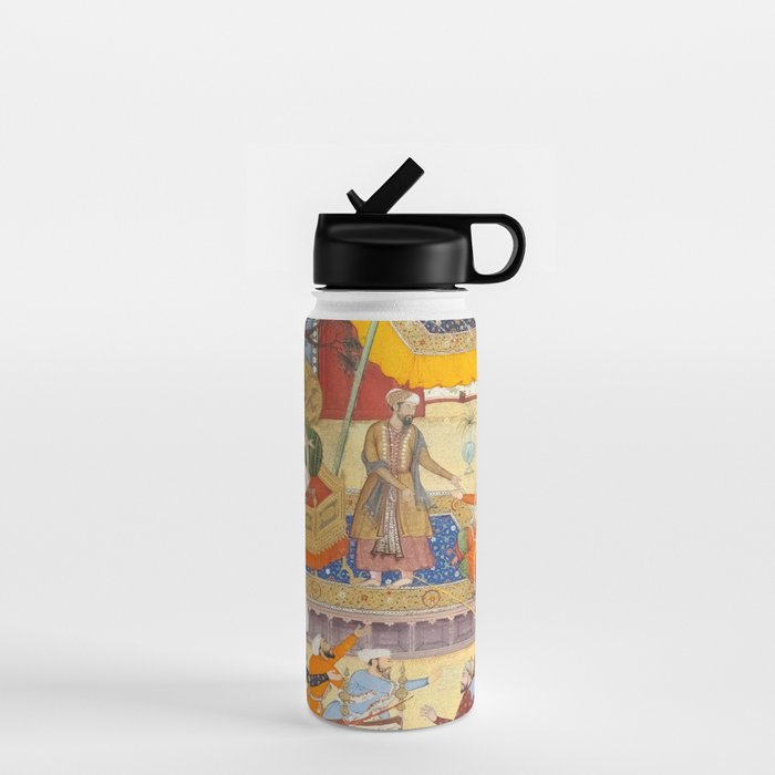 Artist Basawan (Designer) Title The Young Emperor Akbar Arrests the Insolent Shah Abuâl-Maali Indian Miniature Painting Water Bottle Gallery Image 1