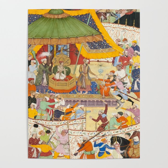 Artist Basawan (Designer) Title The Young Emperor Akbar Arrests the Insolent Shah Abuâl-Maali Indian Miniature Painting Poster Gallery Image 4