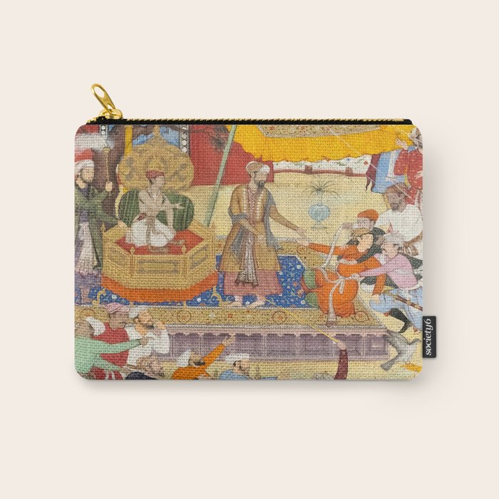 Artist Basawan (Designer) Title The Young Emperor Akbar Arrests the Insolent Shah Abuâl-Maali Indian Miniature Painting Carry All Pouch Gallery Image 1