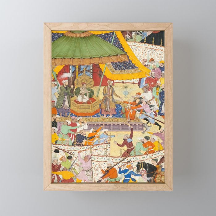 Artist Basawan (Designer) Title The Young Emperor Akbar Arrests the Insolent Shah Abuâl-Maali Indian Miniature Painting Mini Art Print Gallery Image 1