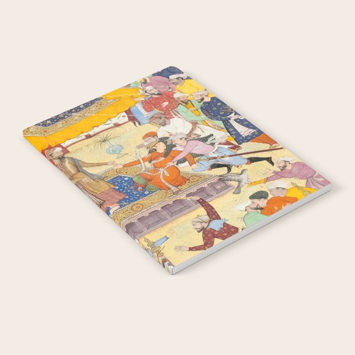 Artist Basawan (Designer) Title The Young Emperor Akbar Arrests the Insolent Shah Abuâl-Maali Indian Miniature Painting Notebook Gallery Image 1