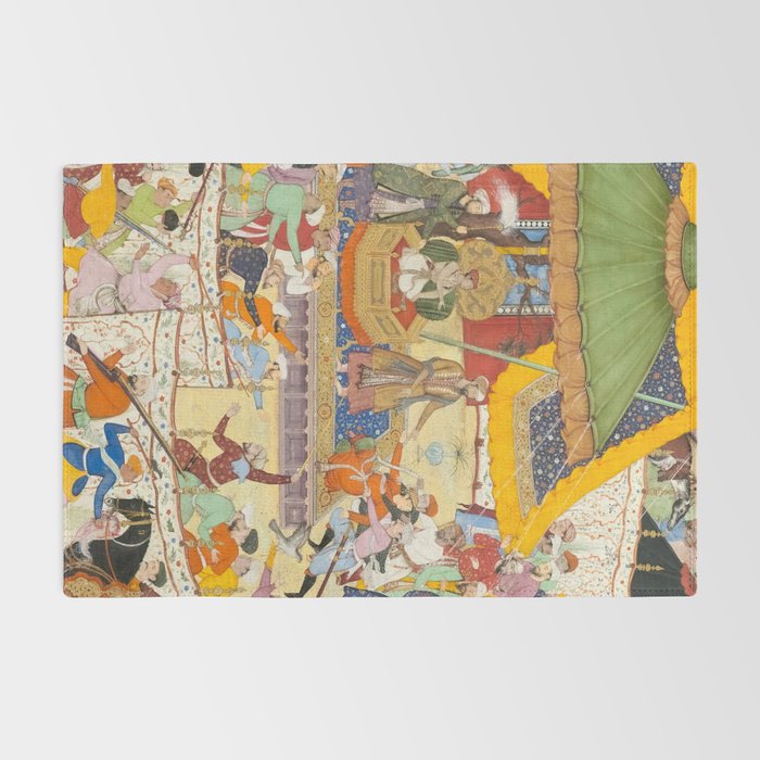 Artist Basawan (Designer) Title The Young Emperor Akbar Arrests the Insolent Shah Abuâl-Maali Indian Miniature Painting Rug Gallery Image 2