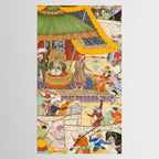 Artist Basawan (Designer) Title The Young Emperor Akbar Arrests the Insolent Shah Abuâl-Maali Indian Miniature Painting Tablecloth Gallery Image 2