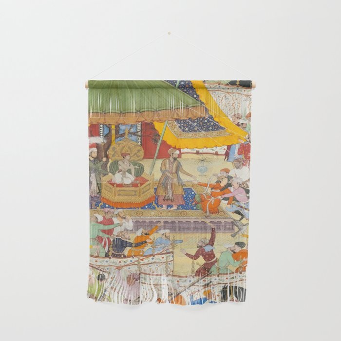 Artist Basawan (Designer) Title The Young Emperor Akbar Arrests the Insolent Shah Abuâl-Maali Indian Miniature Painting Wall Hanging Gallery Image 1