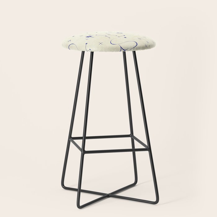 White and dark blue mystical starry night Stool Gallery Image 1