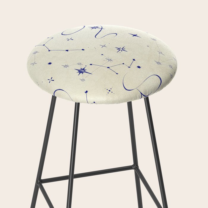 White and dark blue mystical starry night Stool Gallery Image 2