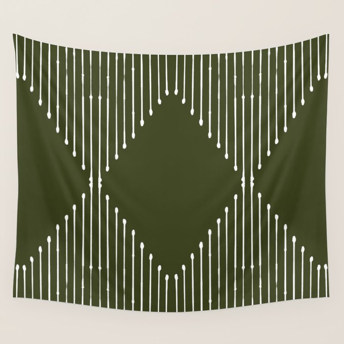 Geo (Olive Green) Wall Tapestry Gallery Image 1