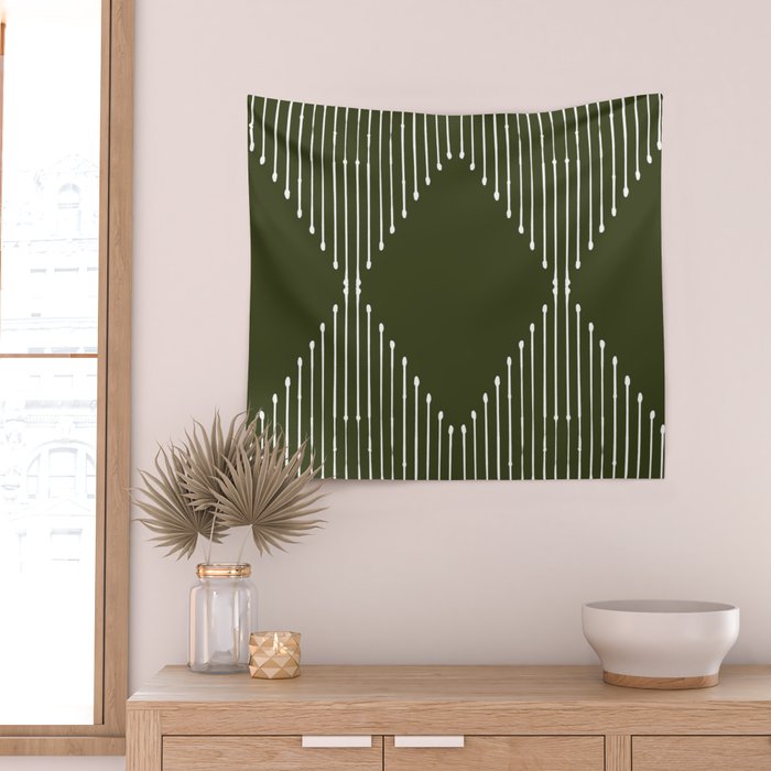 Geo (Olive Green) Wall Tapestry Gallery Image 2