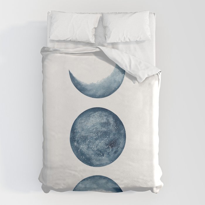 Blue Moon Phases Watercolor Duvet Cover Gallery Image 6