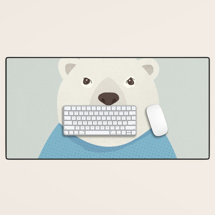 Whimsy Polar Bear, Animal Portrait Desk Mat Gallery Image 1