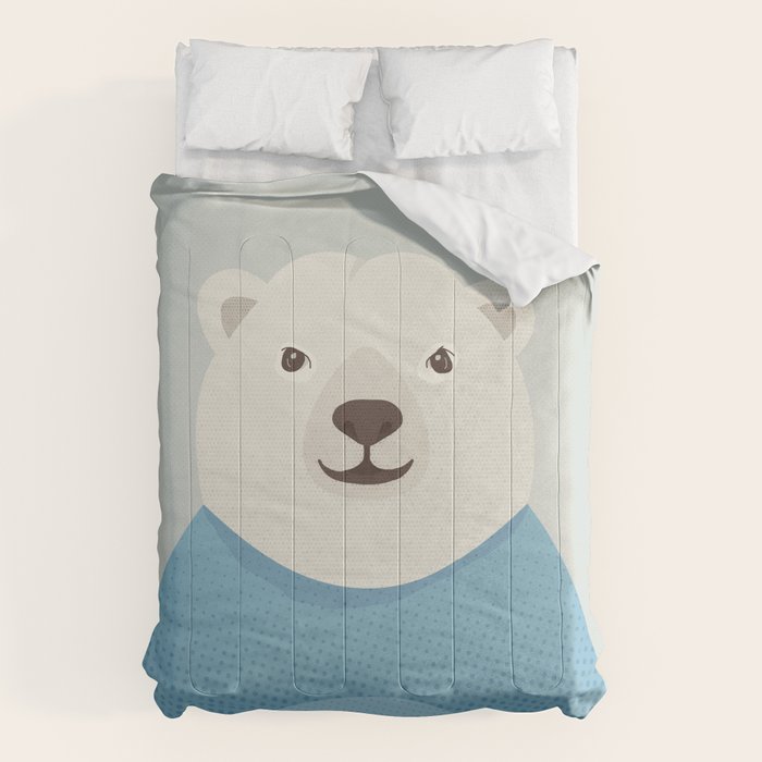 Whimsy Polar Bear, Animal Portrait Comforter Gallery Image 1
