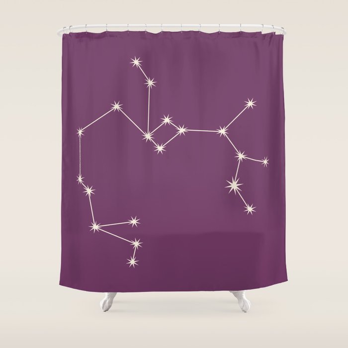 Sagittarius Zodiac Star Constellation Line Art Mauve Purple Shower Curtain Gallery Image 1