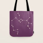 Sagittarius Zodiac Star Constellation Line Art Mauve Purple Tote Bag Gallery Image 1