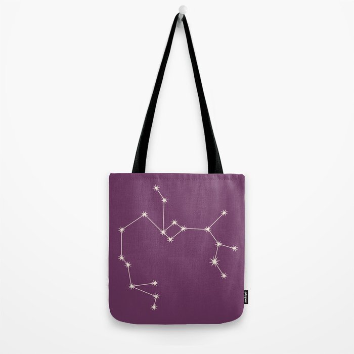 Sagittarius Zodiac Star Constellation Line Art Mauve Purple Tote Bag Gallery Image 2
