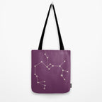 Sagittarius Zodiac Star Constellation Line Art Mauve Purple Tote Bag Gallery Image 2
