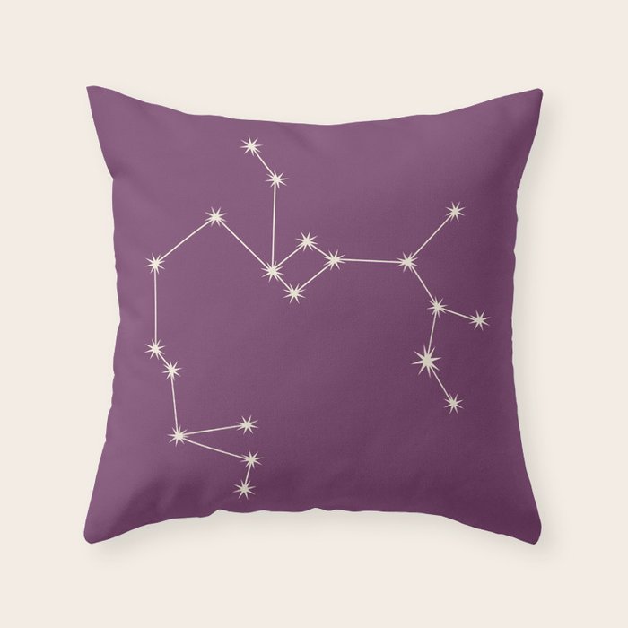 Sagittarius Zodiac Star Constellation Line Art Mauve Purple Throw Pillow Gallery Image 6