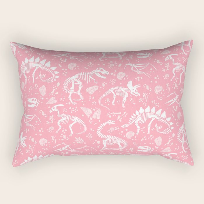 Excavated Dinosaur Fossils in Candy Pink Rectangular Pillow Gallery Image 1