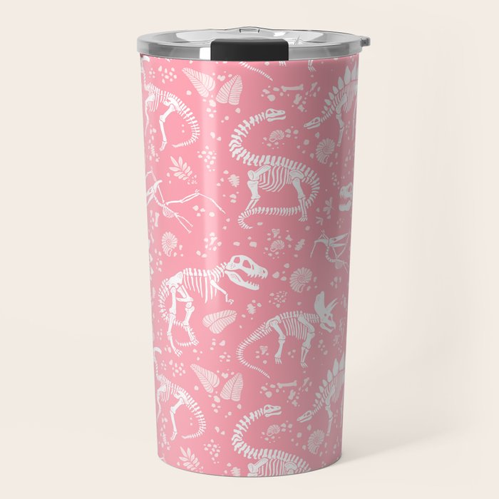 Excavated Dinosaur Fossils in Candy Pink Travel Mug Gallery Image 1