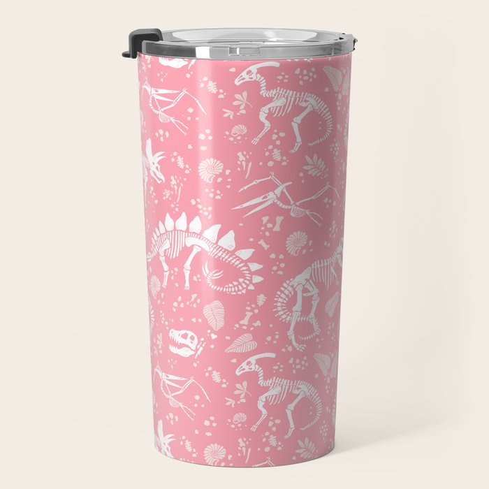 Excavated Dinosaur Fossils in Candy Pink Travel Mug Gallery Image 3